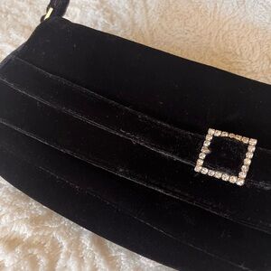 Black Velvet Clutch with Crystal Buckle. Pretty little bag!